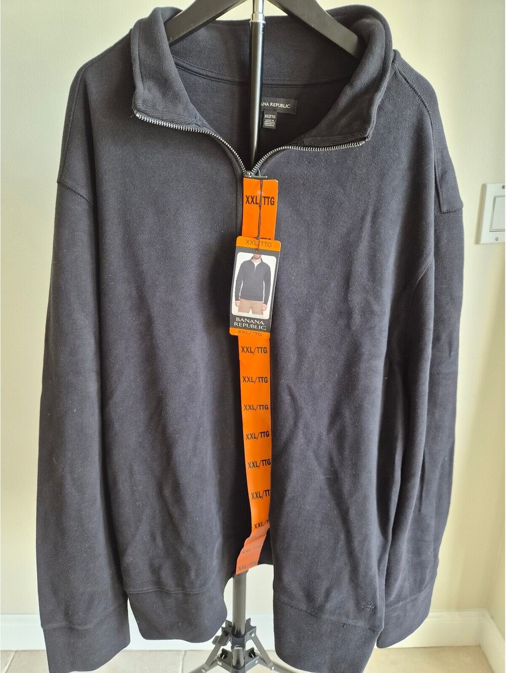Banana Republic Men's Black Half-Zip Pullover Sweatshirt XXL 0304